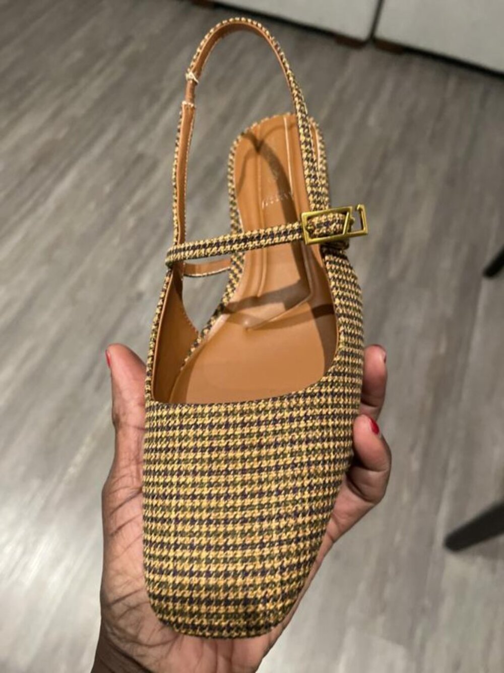 Franco Sarto Destin Yellow Houndstooth Plaid Slingback Never Worn, SZ 10 - Picture 8 of 10